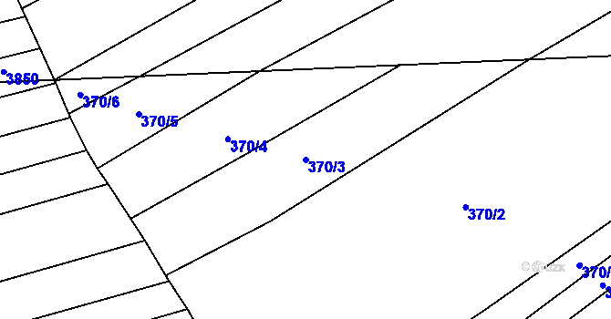 Parcela st. 370/3 v KÚ Královopolské Vážany, Katastrální mapa