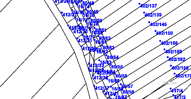 Parcela st. 16/82 v KÚ Královopolské Vážany, Katastrální mapa