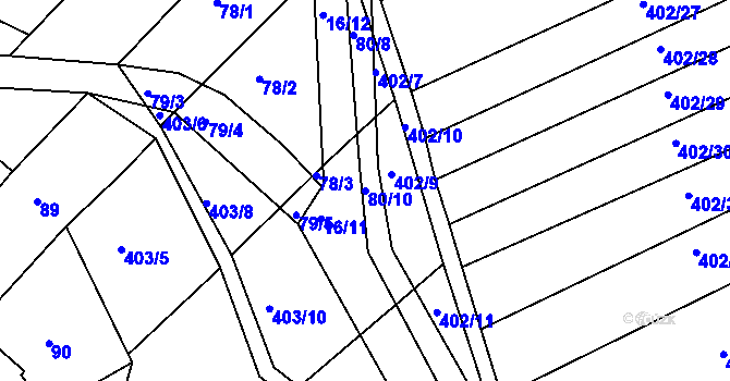 Parcela st. 80/10 v KÚ Královopolské Vážany, Katastrální mapa
