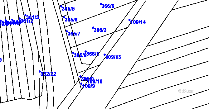 Parcela st. 109/13 v KÚ Královopolské Vážany, Katastrální mapa