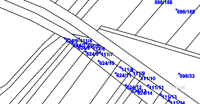 Parcela st. 111/7 v KÚ Královopolské Vážany, Katastrální mapa