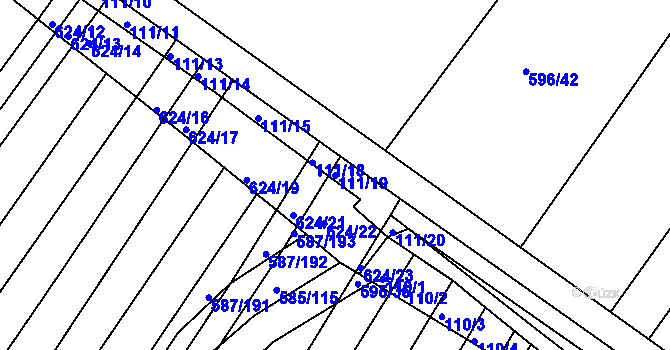Parcela st. 111/19 v KÚ Královopolské Vážany, Katastrální mapa