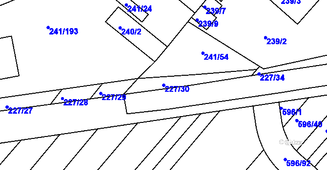 Parcela st. 227/30 v KÚ Královopolské Vážany, Katastrální mapa