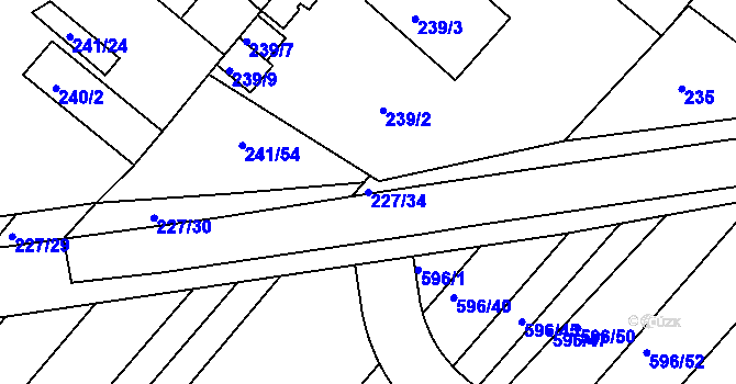 Parcela st. 227/34 v KÚ Královopolské Vážany, Katastrální mapa