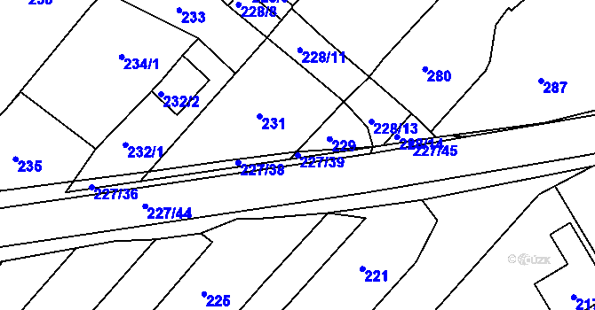Parcela st. 227/39 v KÚ Královopolské Vážany, Katastrální mapa