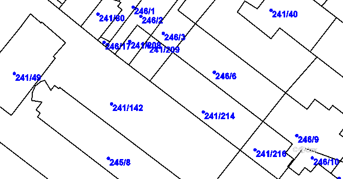 Parcela st. 241/211 v KÚ Královopolské Vážany, Katastrální mapa
