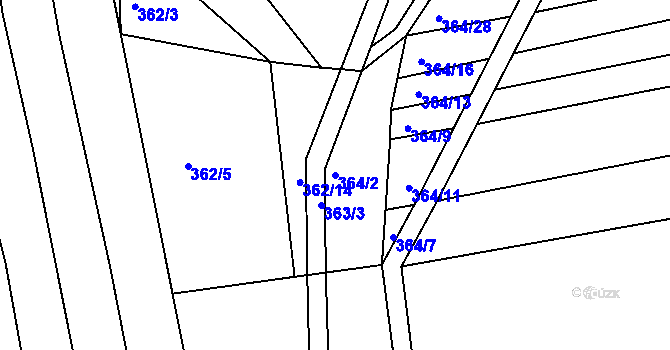 Parcela st. 364/2 v KÚ Královopolské Vážany, Katastrální mapa