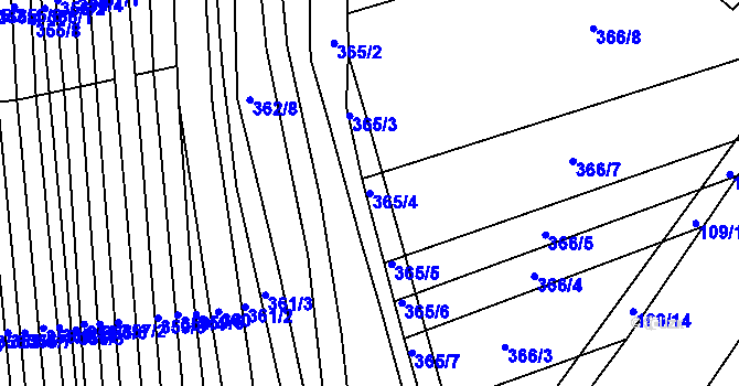 Parcela st. 365/4 v KÚ Královopolské Vážany, Katastrální mapa