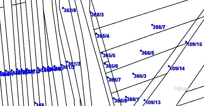 Parcela st. 365/5 v KÚ Královopolské Vážany, Katastrální mapa