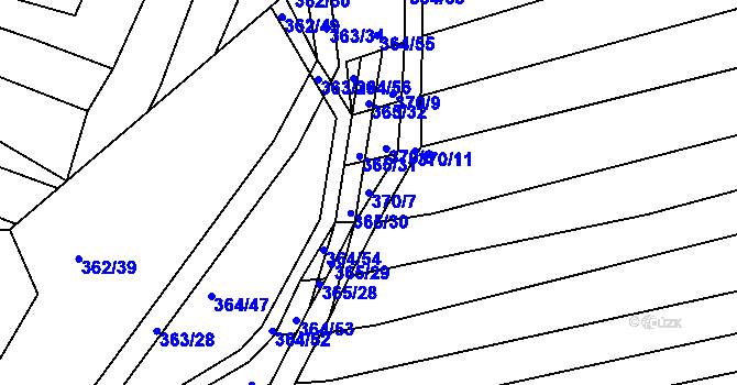 Parcela st. 370/7 v KÚ Královopolské Vážany, Katastrální mapa
