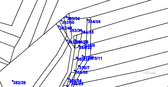 Parcela st. 370/9 v KÚ Královopolské Vážany, Katastrální mapa
