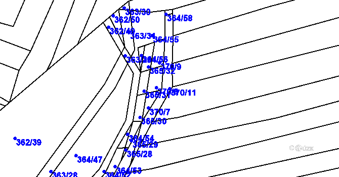 Parcela st. 370/11 v KÚ Královopolské Vážany, Katastrální mapa