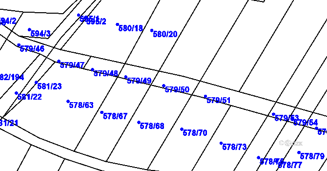 Parcela st. 579/50 v KÚ Královopolské Vážany, Katastrální mapa