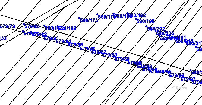 Parcela st. 579/88 v KÚ Královopolské Vážany, Katastrální mapa