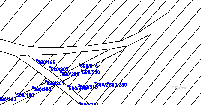 Parcela st. 580/225 v KÚ Královopolské Vážany, Katastrální mapa
