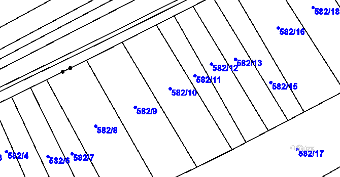 Parcela st. 582/10 v KÚ Královopolské Vážany, Katastrální mapa