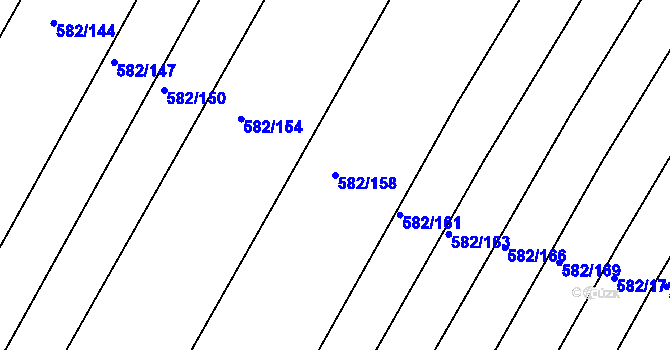 Parcela st. 582/158 v KÚ Královopolské Vážany, Katastrální mapa