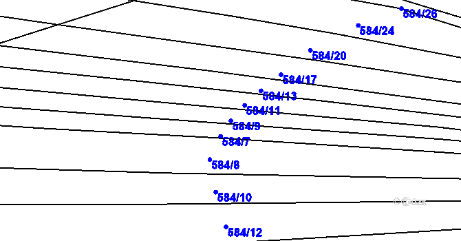 Parcela st. 584/9 v KÚ Královopolské Vážany, Katastrální mapa