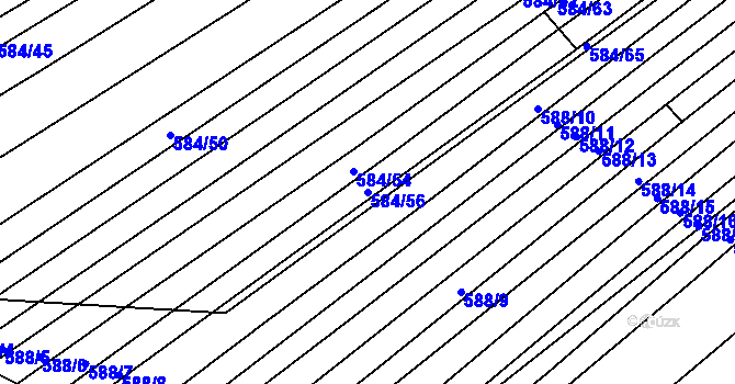 Parcela st. 584/56 v KÚ Královopolské Vážany, Katastrální mapa