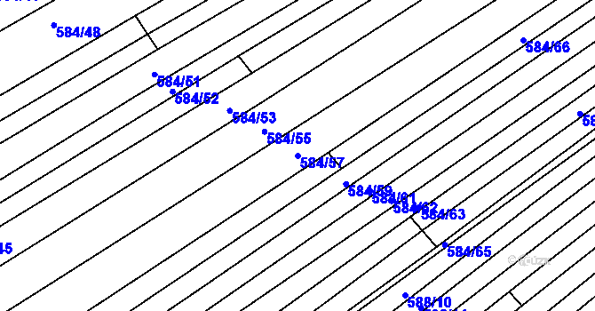 Parcela st. 584/57 v KÚ Královopolské Vážany, Katastrální mapa