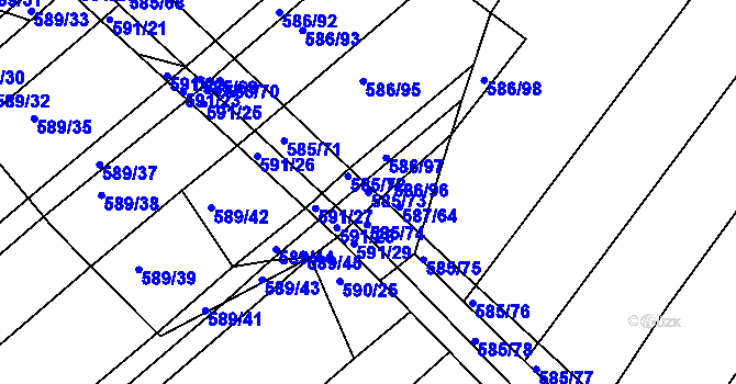 Parcela st. 585/73 v KÚ Královopolské Vážany, Katastrální mapa