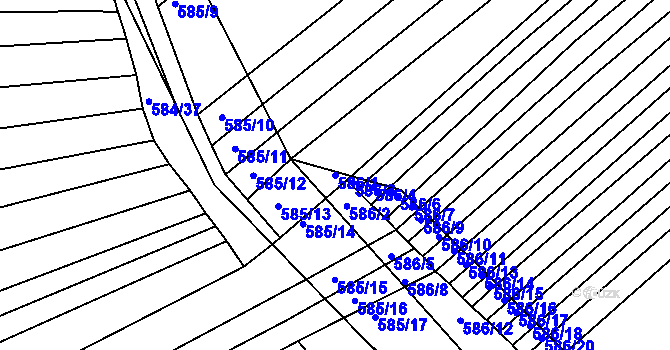 Parcela st. 586/1 v KÚ Královopolské Vážany, Katastrální mapa