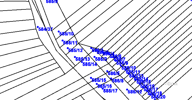 Parcela st. 586/3 v KÚ Královopolské Vážany, Katastrální mapa