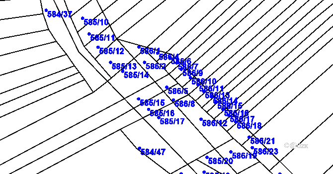 Parcela st. 586/5 v KÚ Královopolské Vážany, Katastrální mapa