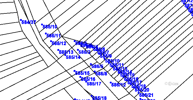 Parcela st. 586/7 v KÚ Královopolské Vážany, Katastrální mapa