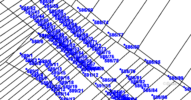 Parcela st. 586/75 v KÚ Královopolské Vážany, Katastrální mapa