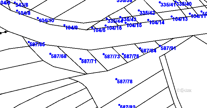 Parcela st. 587/73 v KÚ Královopolské Vážany, Katastrální mapa