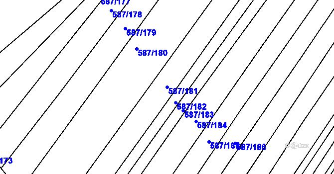 Parcela st. 587/181 v KÚ Královopolské Vážany, Katastrální mapa