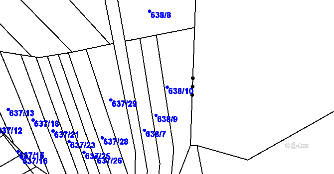 Parcela st. 638/10 v KÚ Královopolské Vážany, Katastrální mapa