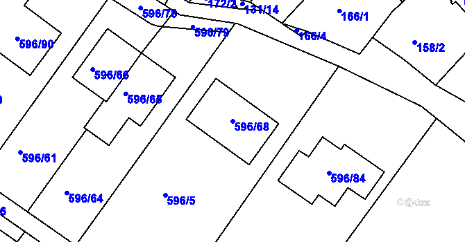 Parcela st. 596/68 v KÚ Královopolské Vážany, Katastrální mapa