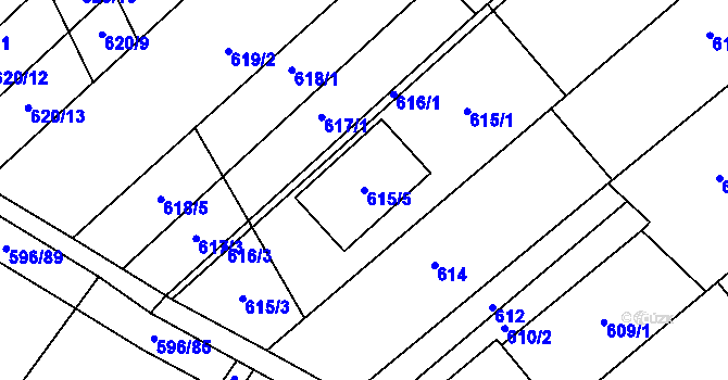 Parcela st. 615/5 v KÚ Královopolské Vážany, Katastrální mapa
