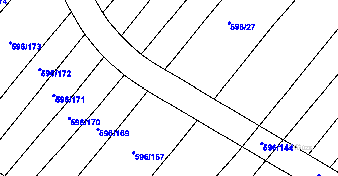 Parcela st. 596/141 v KÚ Královopolské Vážany, Katastrální mapa