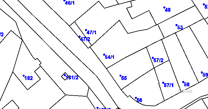 Parcela st. 54/1 v KÚ Vítovice, Katastrální mapa