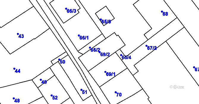 Parcela st. 69/2 v KÚ Vítovice, Katastrální mapa