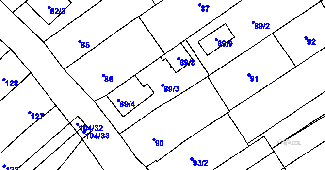Parcela st. 89/3 v KÚ Vítovice, Katastrální mapa