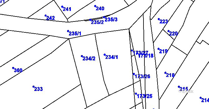 Parcela st. 234/1 v KÚ Vítovice, Katastrální mapa