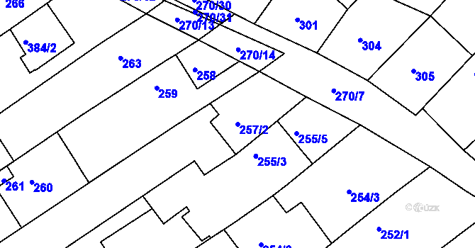 Parcela st. 257/2 v KÚ Vítovice, Katastrální mapa