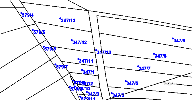 Parcela st. 347/10 v KÚ Vítovice, Katastrální mapa