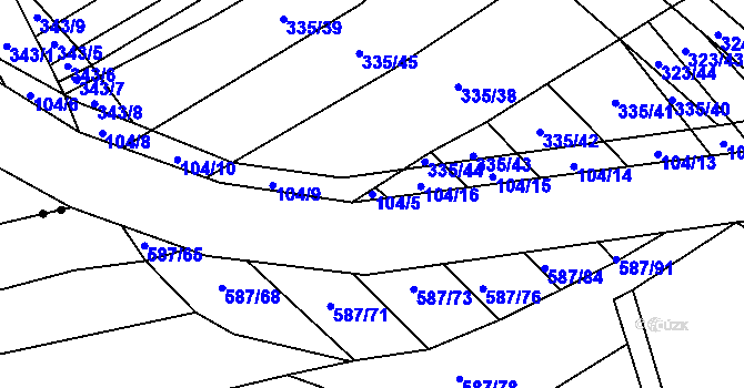 Parcela st. 104/5 v KÚ Vítovice, Katastrální mapa