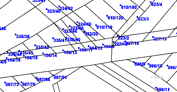 Parcela st. 104/12 v KÚ Vítovice, Katastrální mapa