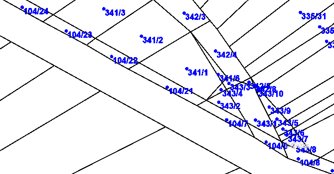 Parcela st. 104/21 v KÚ Vítovice, Katastrální mapa