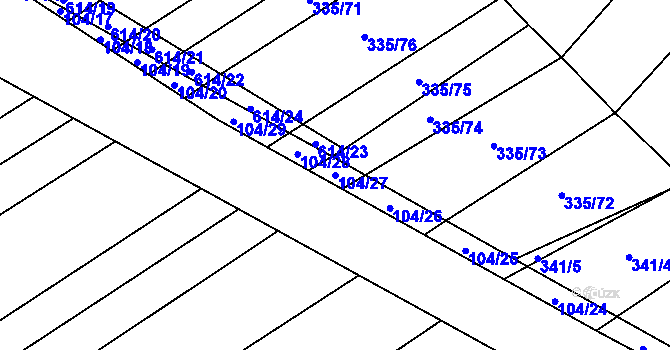 Parcela st. 104/27 v KÚ Vítovice, Katastrální mapa