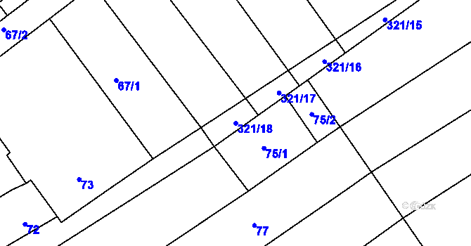 Parcela st. 321/18 v KÚ Vítovice, Katastrální mapa