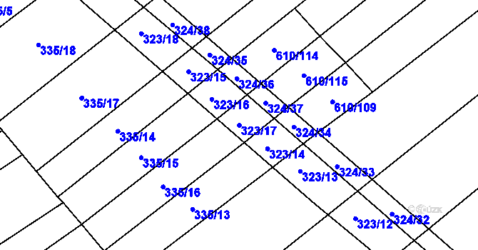 Parcela st. 323/17 v KÚ Vítovice, Katastrální mapa