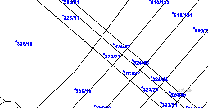 Parcela st. 323/21 v KÚ Vítovice, Katastrální mapa