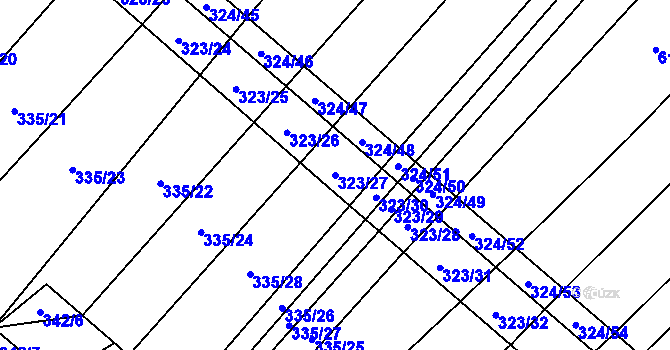 Parcela st. 323/27 v KÚ Vítovice, Katastrální mapa